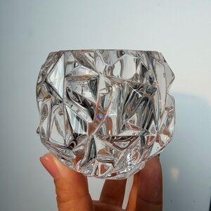 Vintage Tiffany & Co. Rock Cut Crystal Votive Candle Holder, Discontinued Piece
